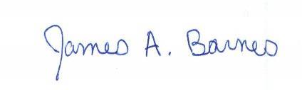 James A Barnes signature
